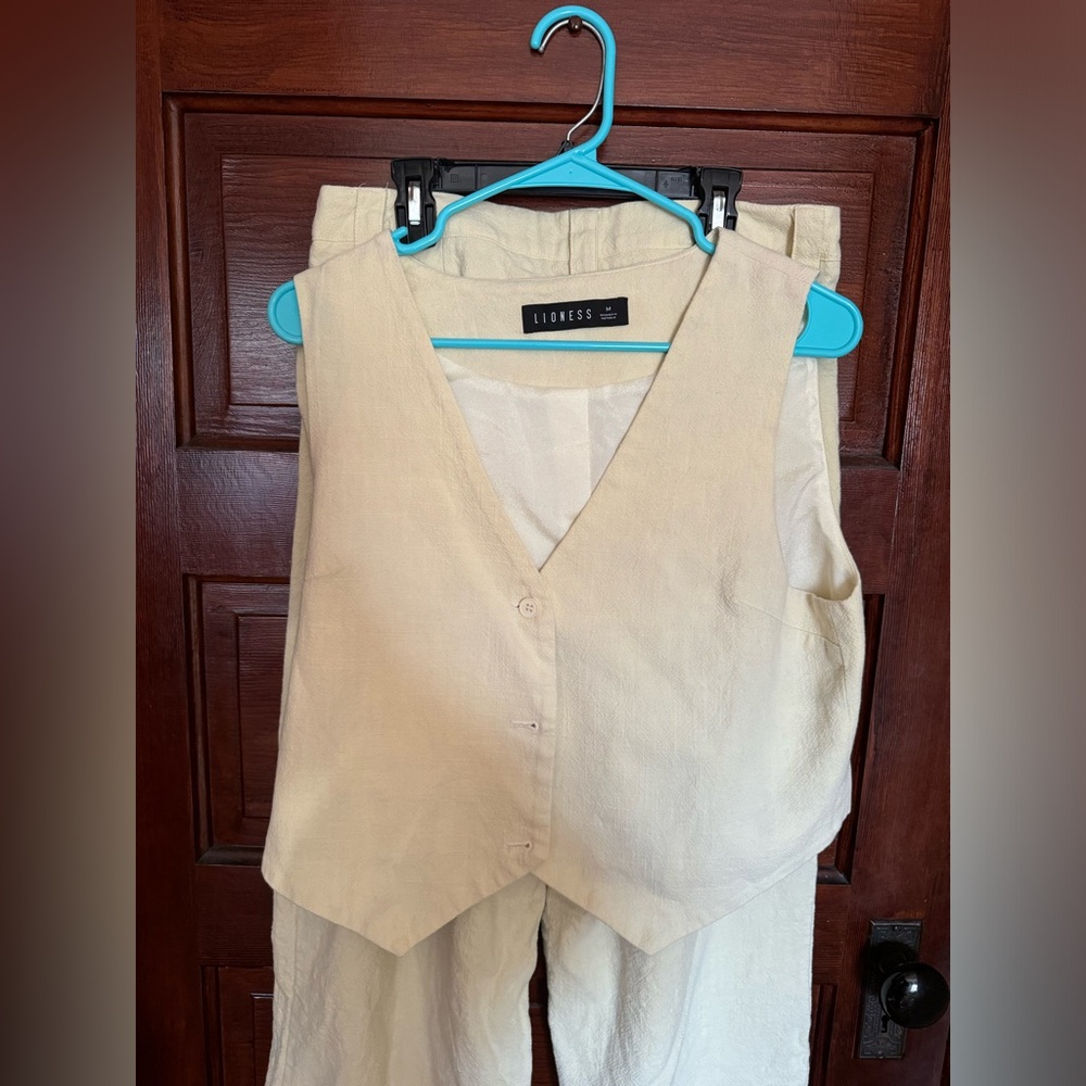 Pant Suit Vest Set - Butter Yellow - Size M for both